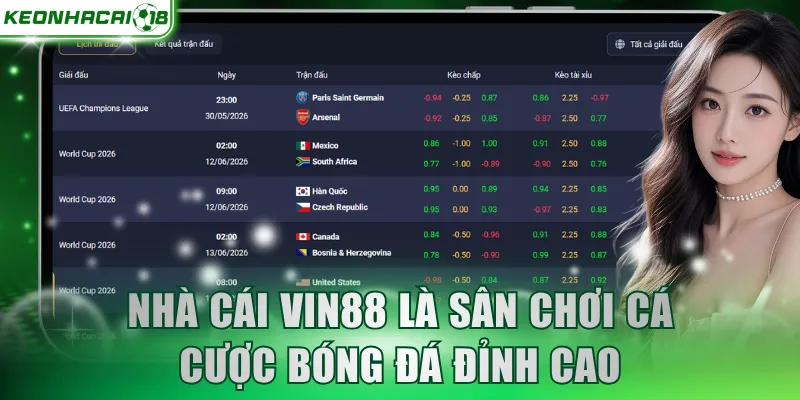 Nhà cái VIN88 là sân chơi cá cược bóng đá đỉnh cao
